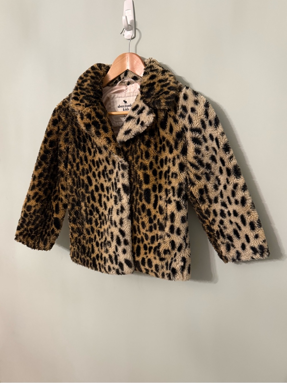 abercrombie kids Leopard Faux-Fur Pea Coat - Brown/Tan/Black Size 7/8